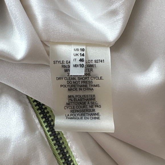 Elie Tahari Colorblock Textured Dot Dress Taupe Beige Lime Green Size 10 - Picture 8 of 9